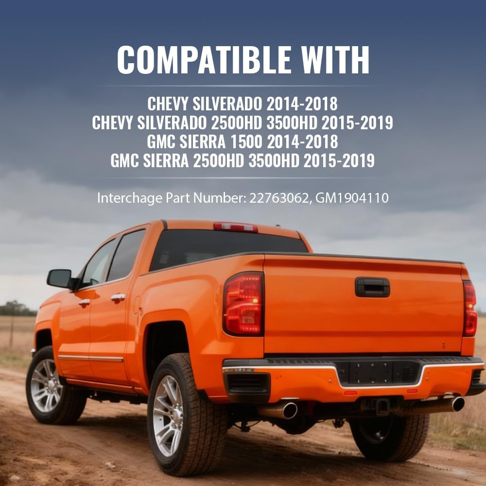 CNNELL Tailgate Molding Cap Top Protector Molding Trim Compatible with Chevy Silverado GMC Sierra (1500) 2014-2018/Compatible with Chevy Silverado GMC Sierra (2500HD, 3500HD) 2015-2019