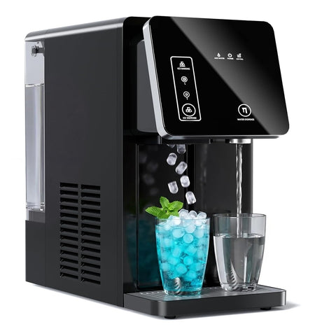 COWSAR 2-in-1 Countertop Ice Maker Machine with Water Dispenser, Black