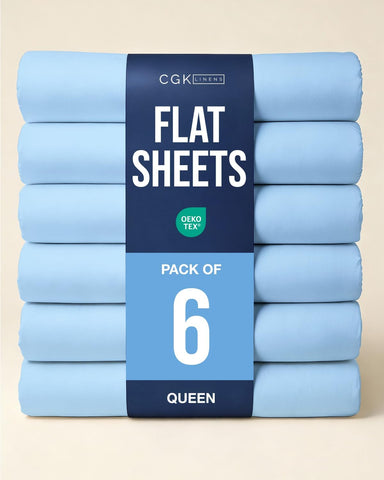 Queen Flat Sheet - Single Top Flat Sheet Only - Soft & Cooling - Light Blue