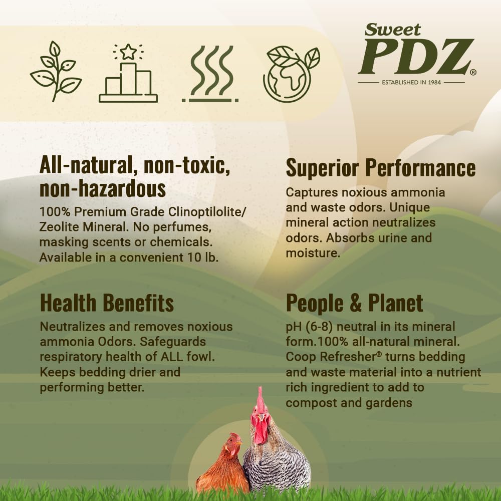 Sweet PDZ - Coop Refresher - Zeolite Odor Eliminator - Essential Chicken Coop Accessory (4-Pack)