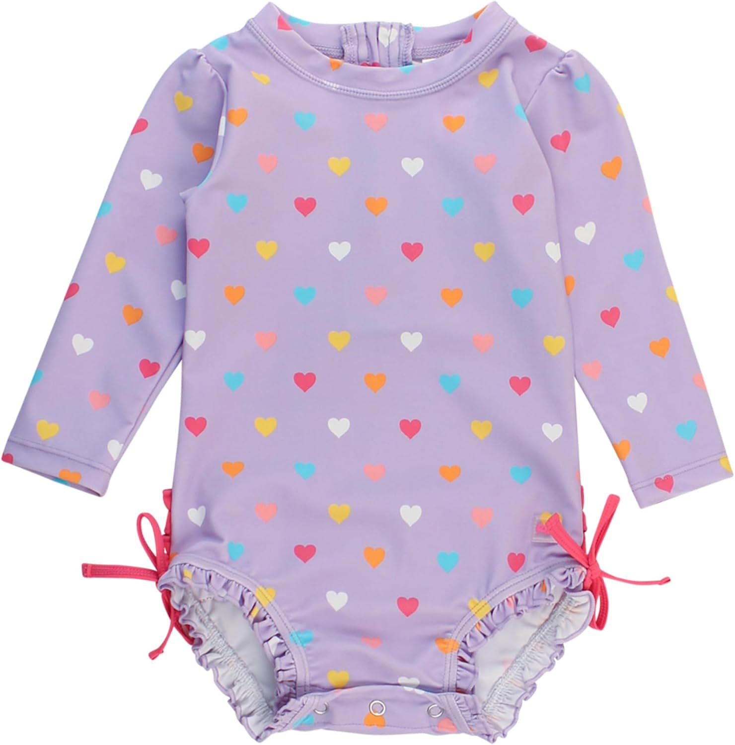 RuffleButts Baby Girl Polka Dot Rash Guard - UPF 50+ Swimsuit
