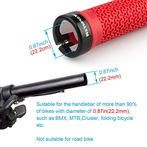 GPMTER Bike Handlebar Grips, Single Lock on Bicycle Handle Bar, for BMX, Mountain, MTB, Beach Cruiser, Scooter, Folding Bike, Soft Non-Slip-Rubber Hand Grip Comfortable Ergonomic