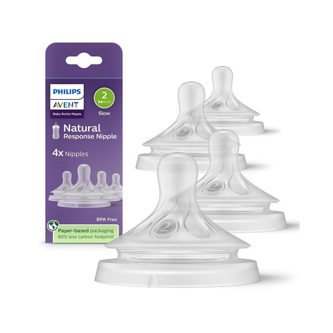Philips Avent Natural Response Baby Bottle Nipple, Slow Flow, 4-Pack
