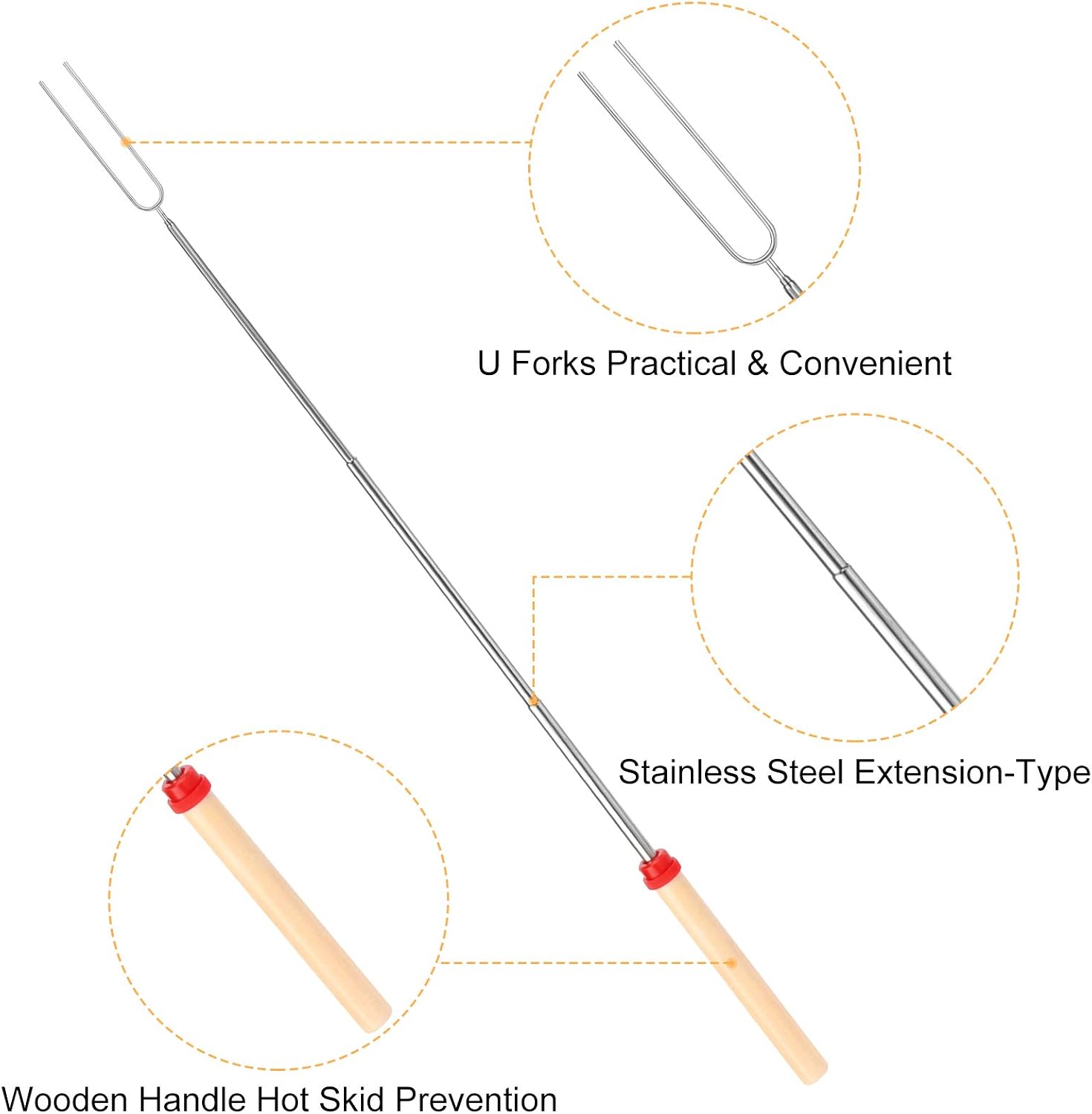 Marshmallow Roasting Sticks, Telescoping Smores Sticks for Open Fire Pit