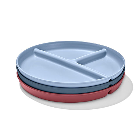 OXO Tot Stackable Divided Plates Set, 3-Pack, Dark Multicolor