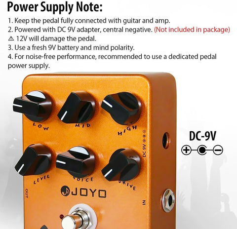 JOYO American Tube Amp Simulator & Preamp Guitar Pedal, 6-Knob Control with Built-in Cab Sim for Electric Guitar, Bypass (JF-14)