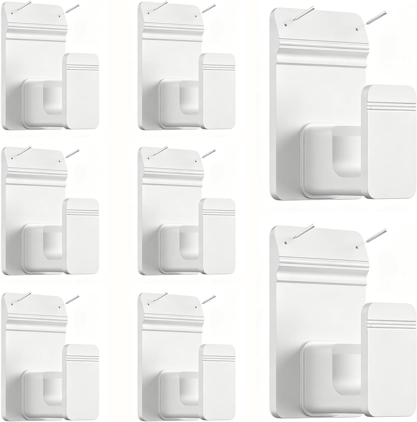 EKOTTOK No Drill Curtain Rod Brackets for 5/8" Rod, Heavy Duty 30LB+, Adhesive & Invisible Nail Curtain Rod Holders, Damage-Free Wall Mount Hooks for Bathroom, Kitchen, Bedroom (8PC, White)