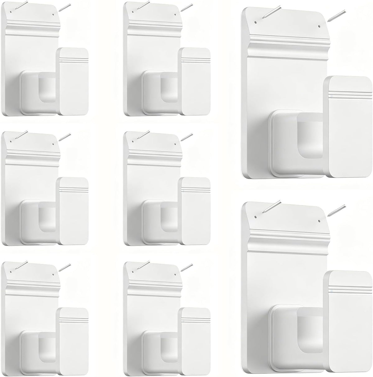 EKOTTOK No Drill Curtain Rod Brackets for 5/8" Rod, Heavy Duty 30LB+, Adhesive & Invisible Nail Curtain Rod Holders, Damage-Free Wall Mount Hooks for Bathroom, Kitchen, Bedroom (8PC, White)