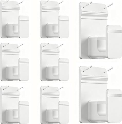 EKOTTOK No Drill Curtain Rod Brackets for 5/8" Rod, Heavy Duty 30LB+, Adhesive & Invisible Nail Curtain Rod Holders, Damage-Free Wall Mount Hooks for Bathroom, Kitchen, Bedroom (8PC, White)