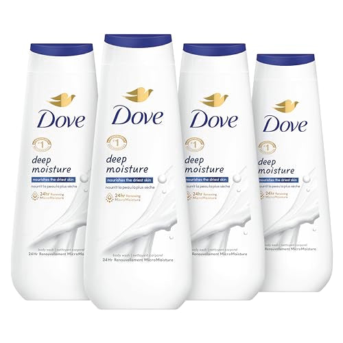 Dove Body Wash Deep Moisture 4 Count For Dry Skin Moisturizing Skin Cleanser with 24hr Renewing MicroMoisture Nourishes The Driest Skin 20 oz