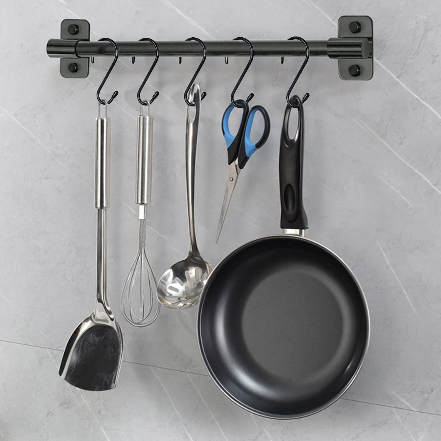 18 Pack Large S Hooks for Hanging, 4-1/2 inch Heavy Duty Rust-Free Closet S Hook, Metal Non Slip Rubber Coated S Hooks Black for Hanging Clothes Jeans Plants Bag Belt Pan Pot Cup Towels Basket Tools