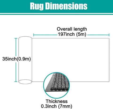 ITINA Long Door Mat, 3 x 16 ft Hallway Runner, Commercial Floor Mats
