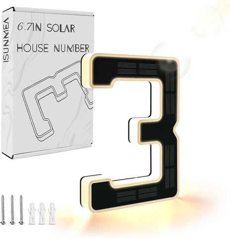 ISUNMEA 6.7 Inch Solar Lighted House Numbers for Outside, LED Backlit Light