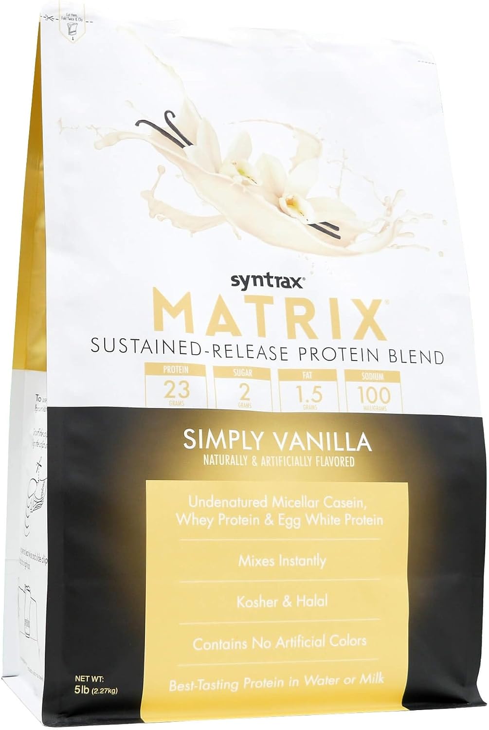 Syntrax Nutrition Matrix - Sustained-Release Protein Blend, Simply Vanilla 5 lbs. Real Vanilla Bean Specks