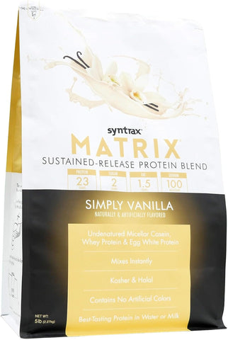 Syntrax Nutrition Matrix - Sustained-Release Protein Blend, Simply Vanilla 5 lbs. Real Vanilla Bean Specks