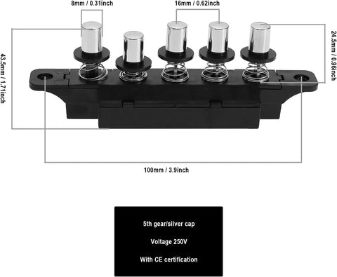 2pcs 250V 4A Range Hood Control Keyboard Switches 5 Position 5 Speed Plug-in Keyboard Button Switch Used for Kitchen Range Hood and Range Hood