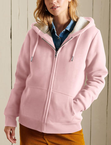 Flygo Women Winter Hoodies Zip Up Fleece Sherpa Lined Warm Sweatshirts Jacket