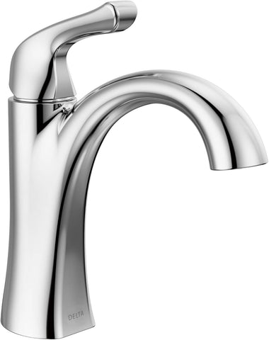 Delta Arvo Chrome Bathroom Faucet 1 Hole, Single Hole Bathroom Sink Faucet for Vanity, Push-Pop Drain Assembly, Chrome 15840LF
