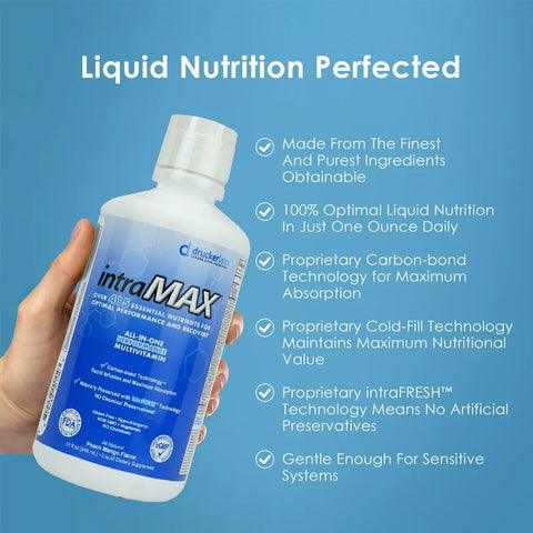 intraMAX Liquid Multivitamin, 415+ Nutrients, Non-GMO, Peach Mango, 32 oz