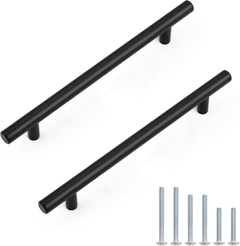 Probrico 25 Pack Holes Centers 7.5Inch(192mm) Black Kitchen Cabinet Pulls,Stainless Steel Dresser Drawer Handles,10inch Length Classic Pull Handle for Cabinets