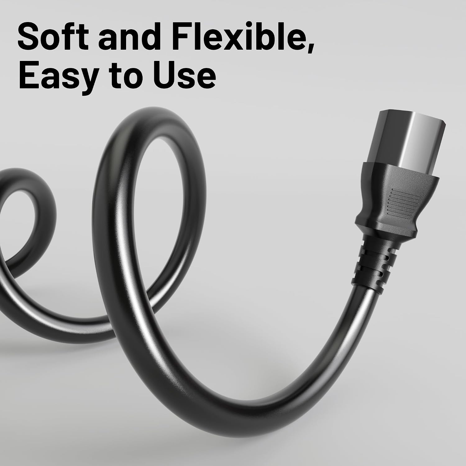 Vockjour Universal 12ft(3.5m) Power Cord, 3-Prong Pure Copper ETL, Black