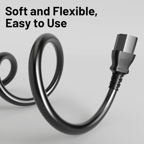 Vockjour Universal 12ft(3.5m) Power Cord, 3-Prong Pure Copper ETL, Black