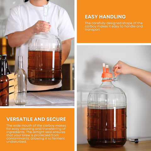 Italian Carboy 5 Gallon for Wine, Beer and Kombucha Home Fermentation