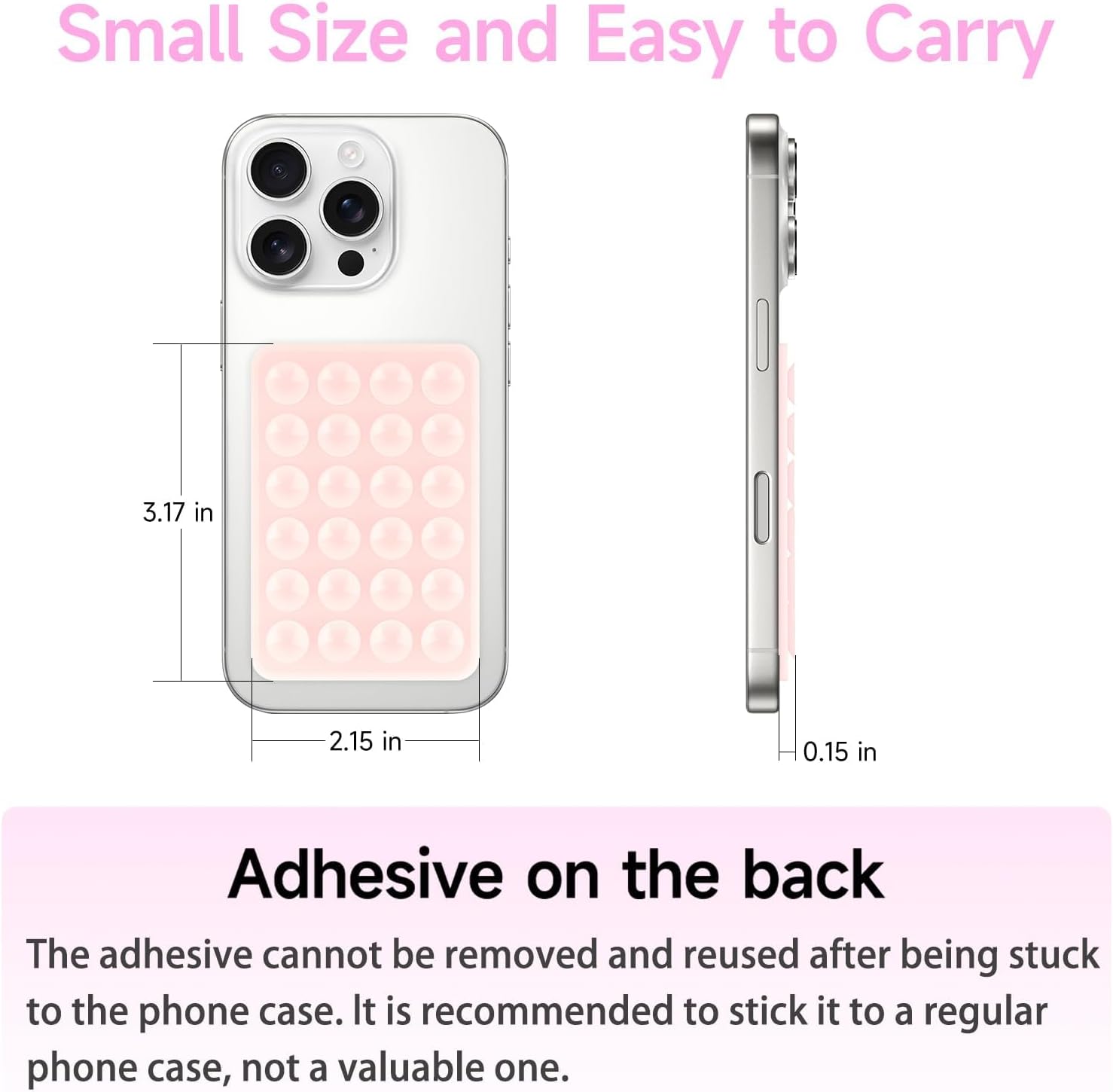 Yojaro 2 Pack Silicone Suction Phone Case Mount, Silicon Adhesive Smartphones Stand Sticky, Non Slip Suction Cup, Hands-Free Phone Accessories Holder for Selfies and Videos Rose Red