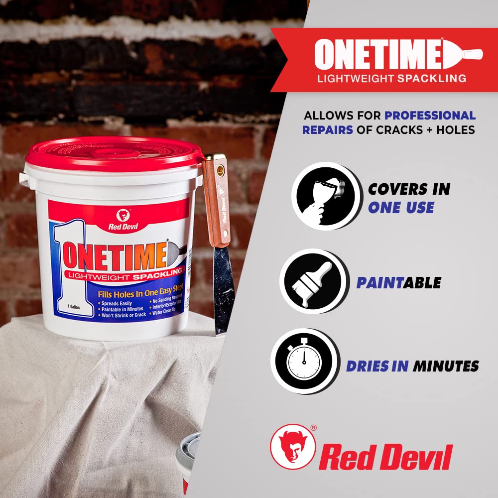 Red Devil 0542 ONETIME Lightweight Spackling, 1/2 Pint, White, 8 Ounce