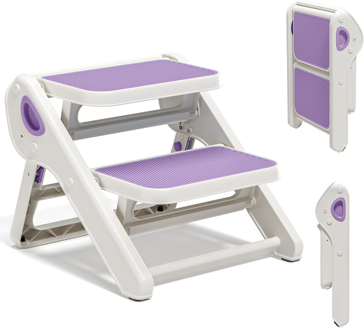 MoreFeel Foldable Toddler Step Stool for Bathroom Sink - 2-Step Kids Stool for Potty Training, Kitchen Counter & Bedroom, Sturdy Non-Slip Child Safety Stool Helper