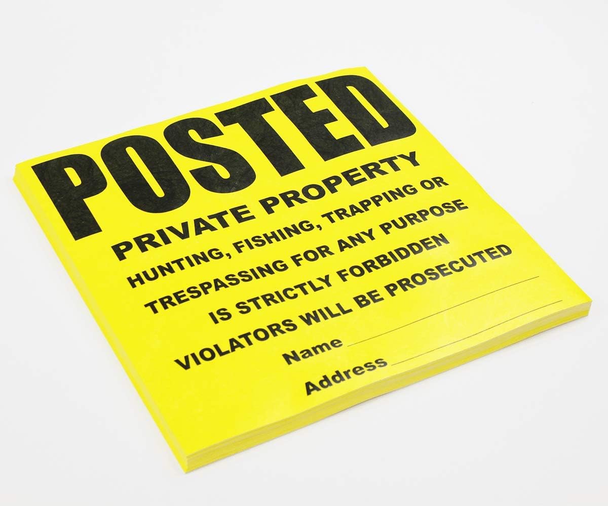 100 Per Pack Posted Yellow Private Property Sign by WristCo - 11" x 11"