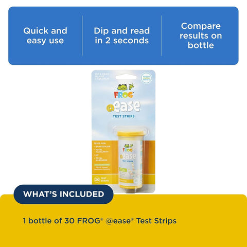 FROG @Ease Test Strips for Hot Tubs and Swim Spas - Test Strip with Out Indicator for FROG @Ease SmartChlor Cartridges, pH, Total Alkalinity and Total Hardness - 30 Test Strips