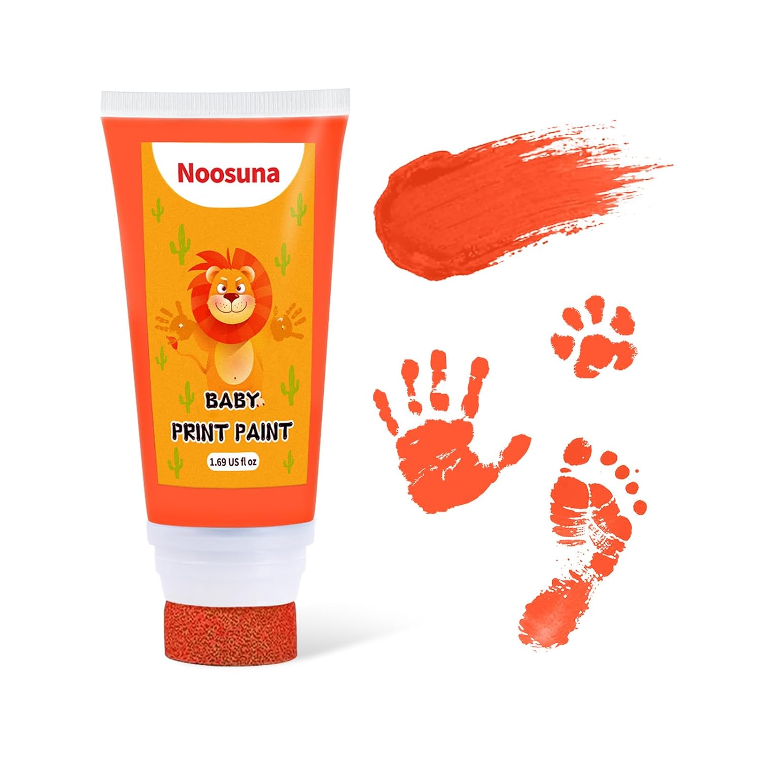 Baby Hand and Footprint Paint with Sponge Head, 1.69 fl oz, Orange