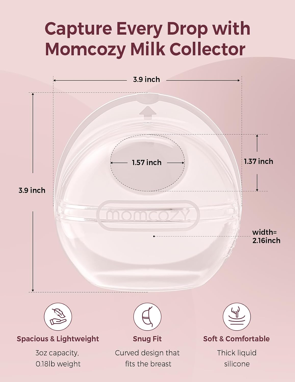 Momcozy Breast Milk Collector, Large Capacity for High Milk Supply 3oz 2pcs