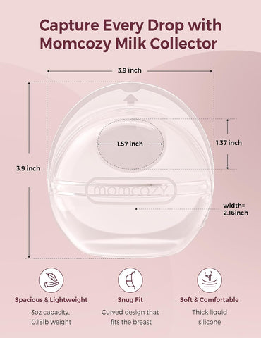 Momcozy Breast Milk Collector, Large Capacity for High Milk Supply 3oz 2pcs
