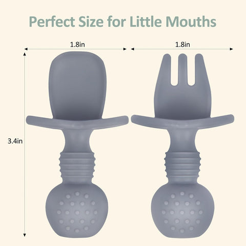 Eascrozn Baby Utensils, 6 Pack Silicone Forks and Spoons Set, BPA Free