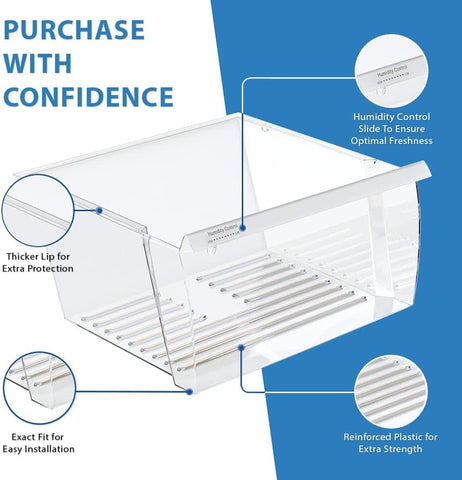 Upgraded Lifetime Appliance 2188656 (Upper) & 2188664 Crisper Bin (Lower) Compatible with Whirlpool Refrigerator - WP2188656, WP2188664