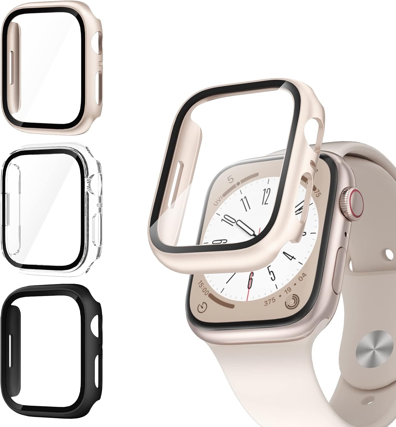 Case with Tempered Glass Screen Protector for Apple Watch Series 9/8/7 45mm
