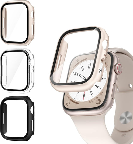 Case with Tempered Glass Screen Protector for Apple Watch Series 9/8/7 45mm