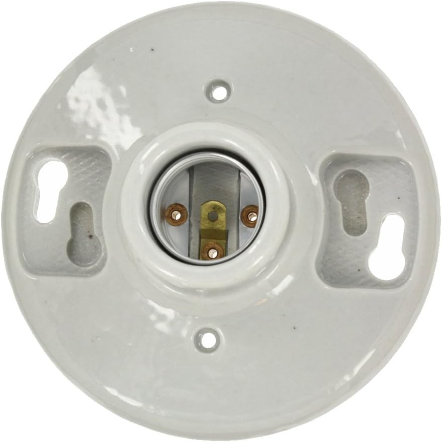 Leviton One-Piece Glazed Porcelain Outlet Box Mount, Aluminum, 49875, White