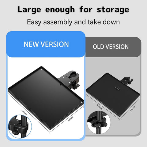 BILIONE Mic Stand Tray 10.6" x 7.8" Large with Crab Clamp for Mixers & Gear