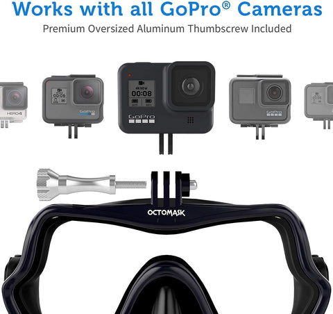 OCTOMASK - Frameless Scuba Mask w/Mount for all GoPro Hero Cameras for Scuba Diving, Snorkeling, Freediving