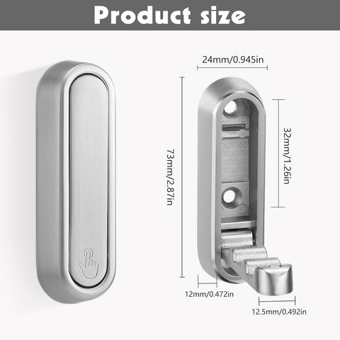 Folding Wall Hooks, 2 Pack, Silver, Zinc Alloy, Heavy Duty Coat Hooks