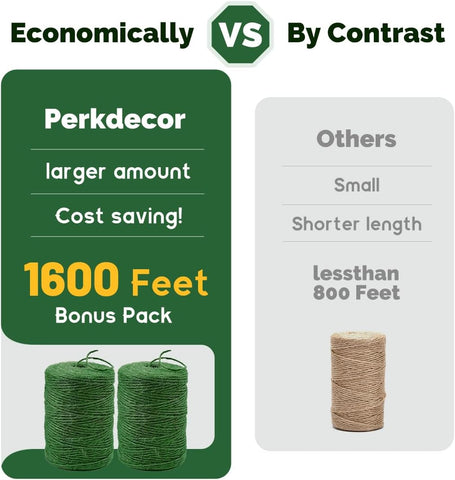 2Pack 2mm Natural Jute Twine String 1600 Feet Long Twine String for Crafting Gardening Gift Wrapping Macrame DIY Home Decor (Green-800Feet/Roll)