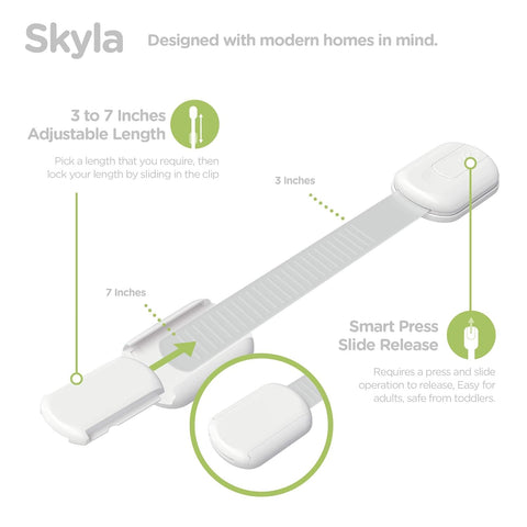 SKYLA HOMES Child Safety Cabinet Locks, White, 8 Pack