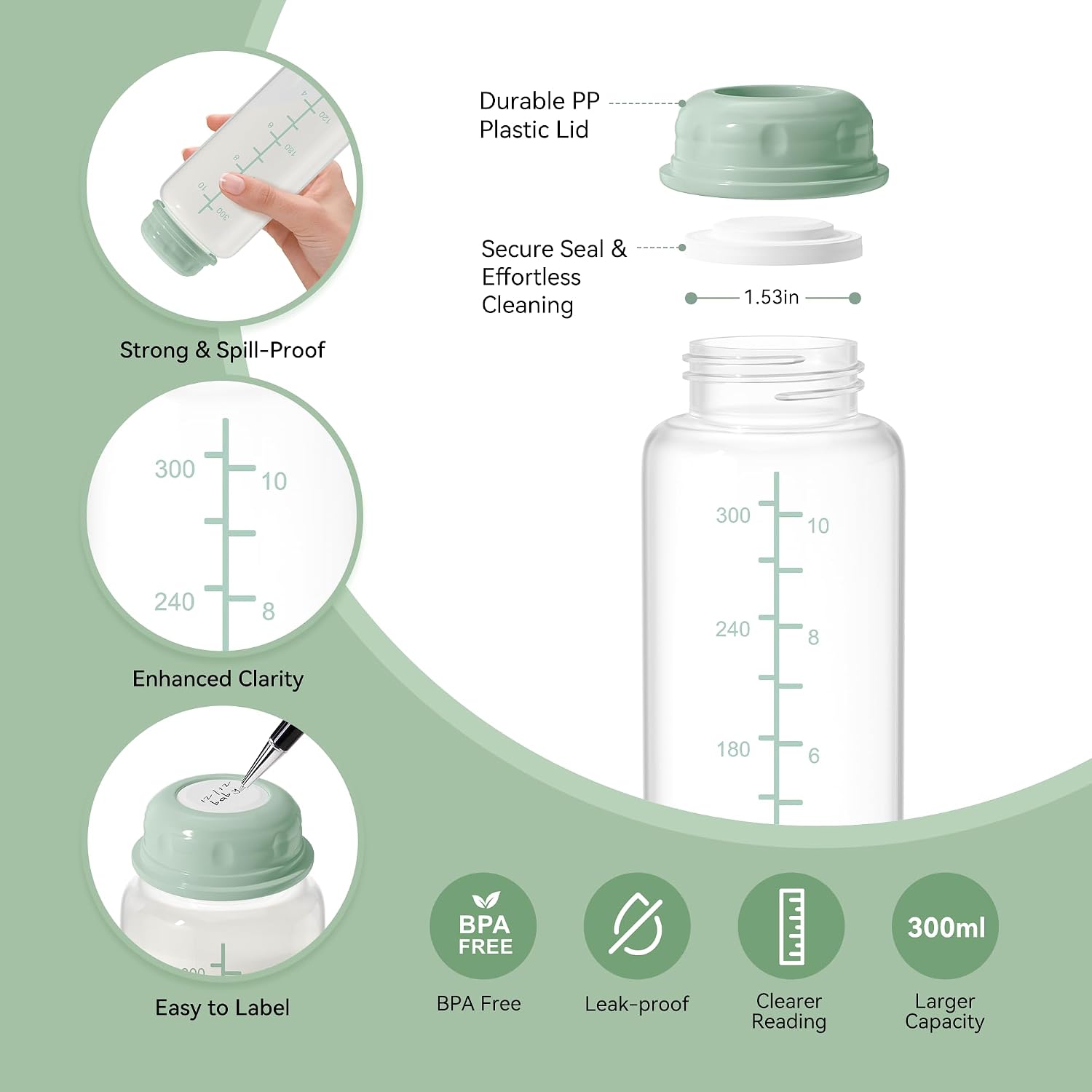 11oz Breastmilk Storage Bottles, BPA Free Narrow Neck Collection Bottle with Sealing Disk, Breast Milk Containers for Fridge & Momcozy Breast Milk Cooler 12oz, 4PCS