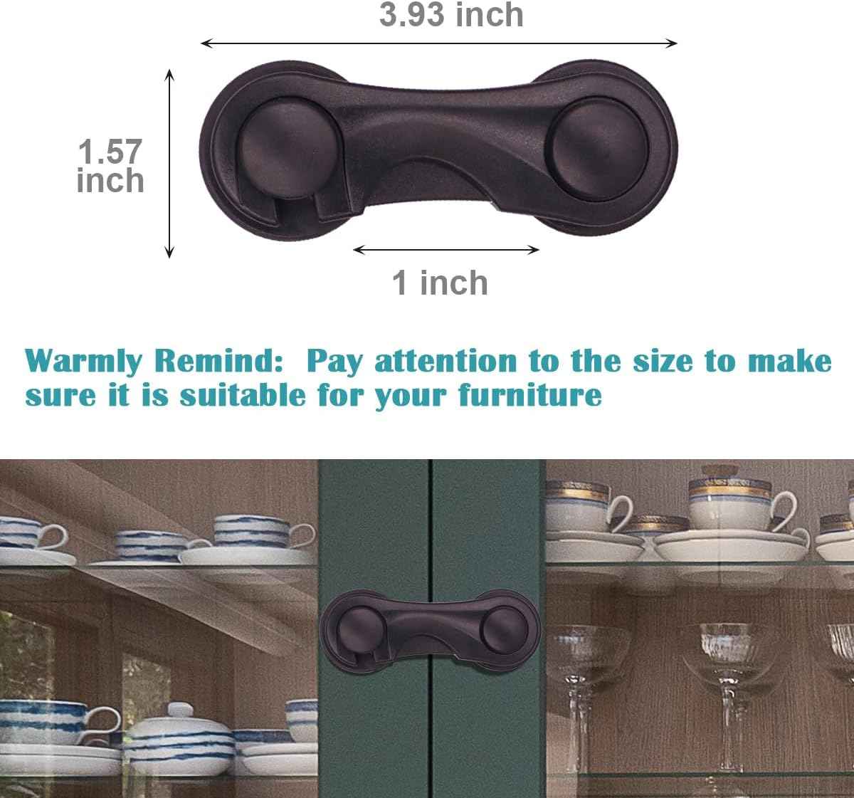 Cabinet Locks for Babies and Child Safety, 4 Pack Childproof Latches with Adhesive for Drawer Cupboards Closet and Pantry Door, Baby Proofing Fridge Lock for Protecting Kids Toddlers and Infants