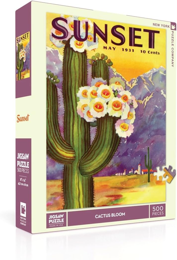New York Puzzle Company - Sunset Magazine Cactus Blooms - 500 Piece Jigsaw Puzzle for Adults