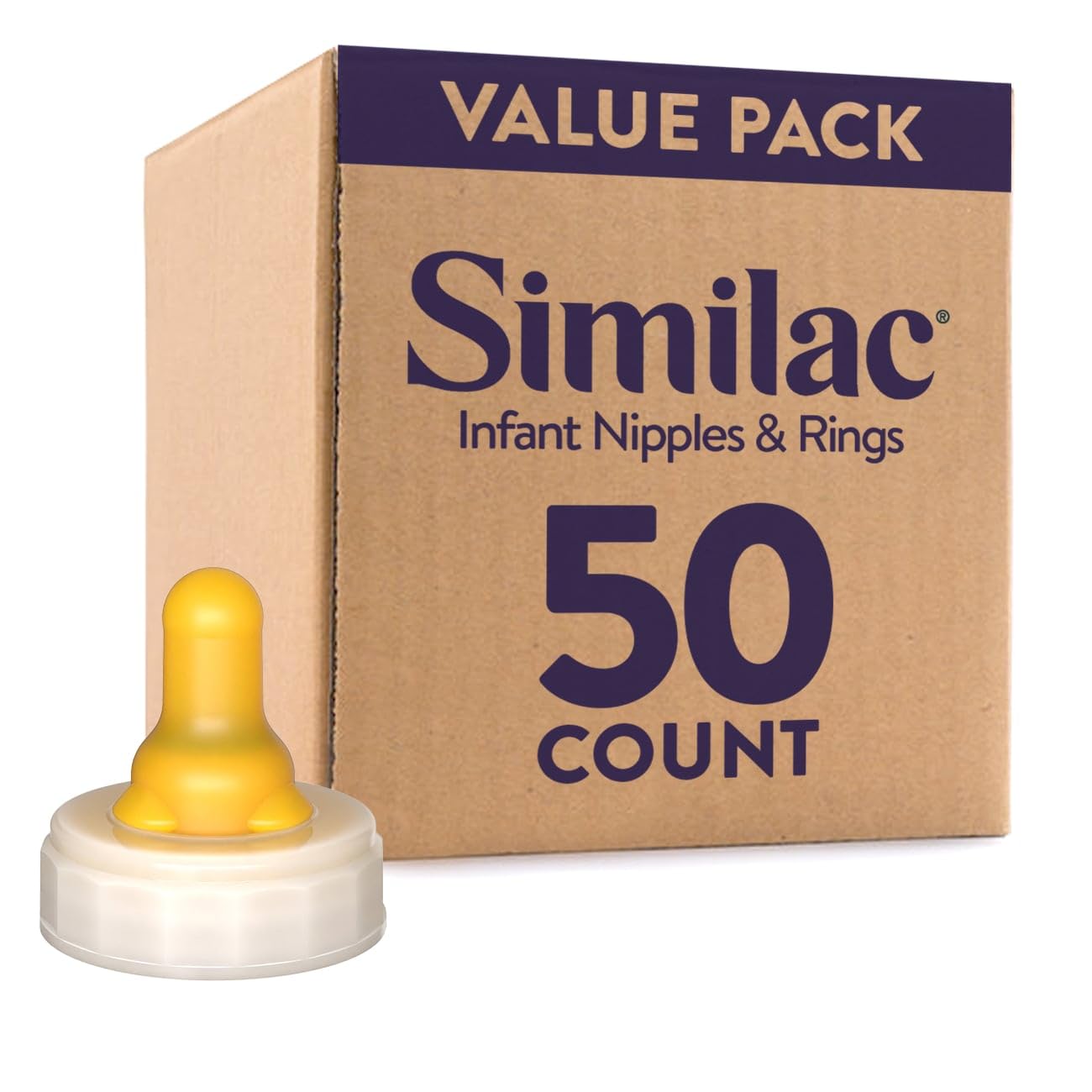 Similac Infant Nipples and Rings, Latex-Free, Disposable, Case of 50