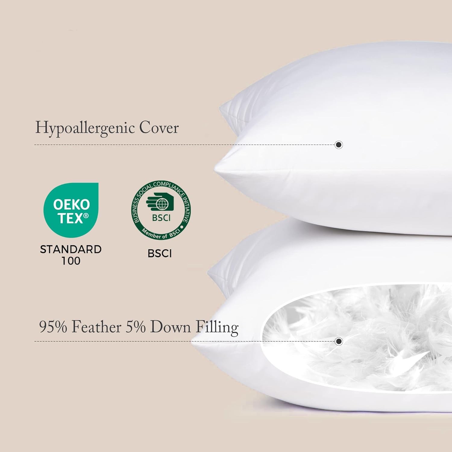 puredown® 14x24 Feather Down Pillow Inserts, Lumbar Pillow Insert Set of 2